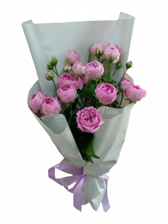 Букет из кустовых розовых роз «Мгновение»